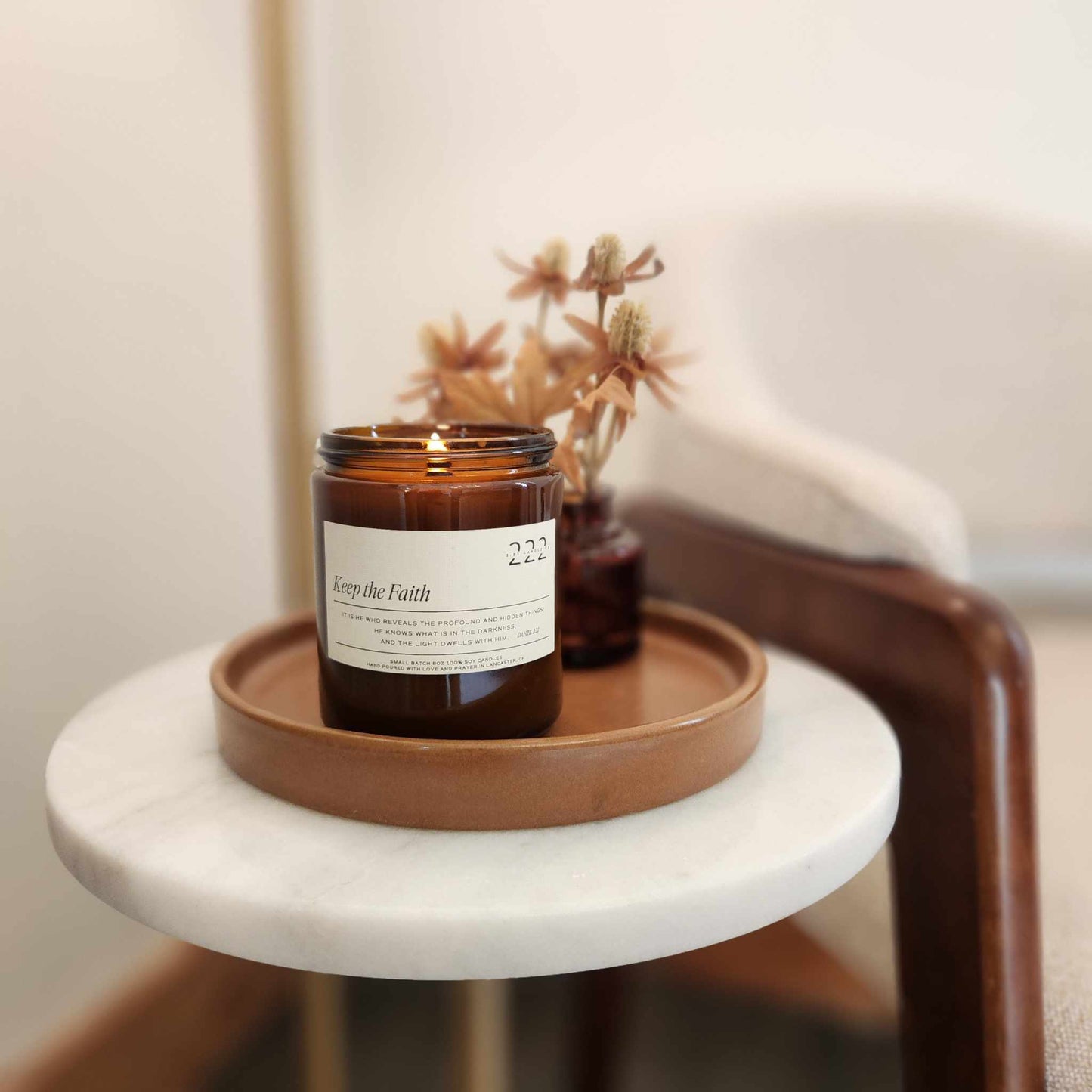 Keep the Faith Candle in an Amber Vessel- 8oz