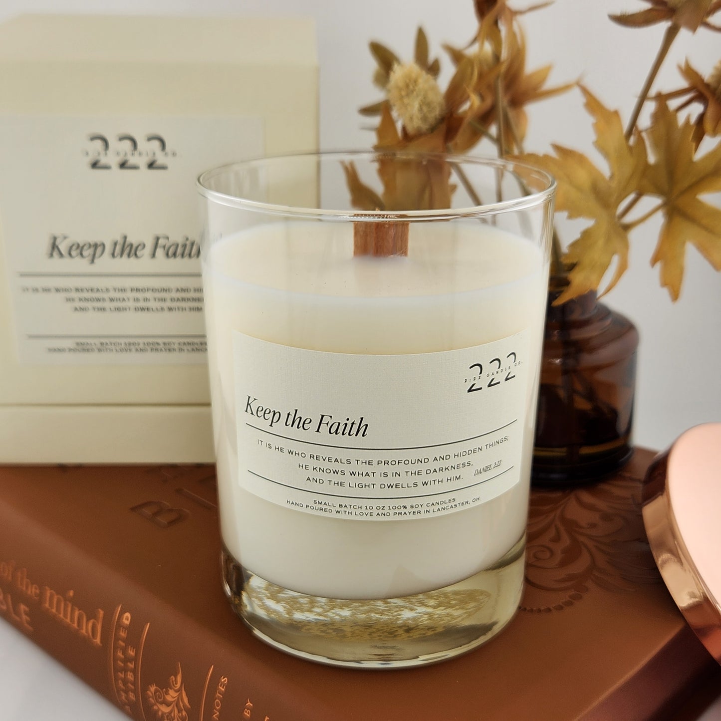 Keep the Faith Candle in a Clear Glass Libby Vessel 10oz