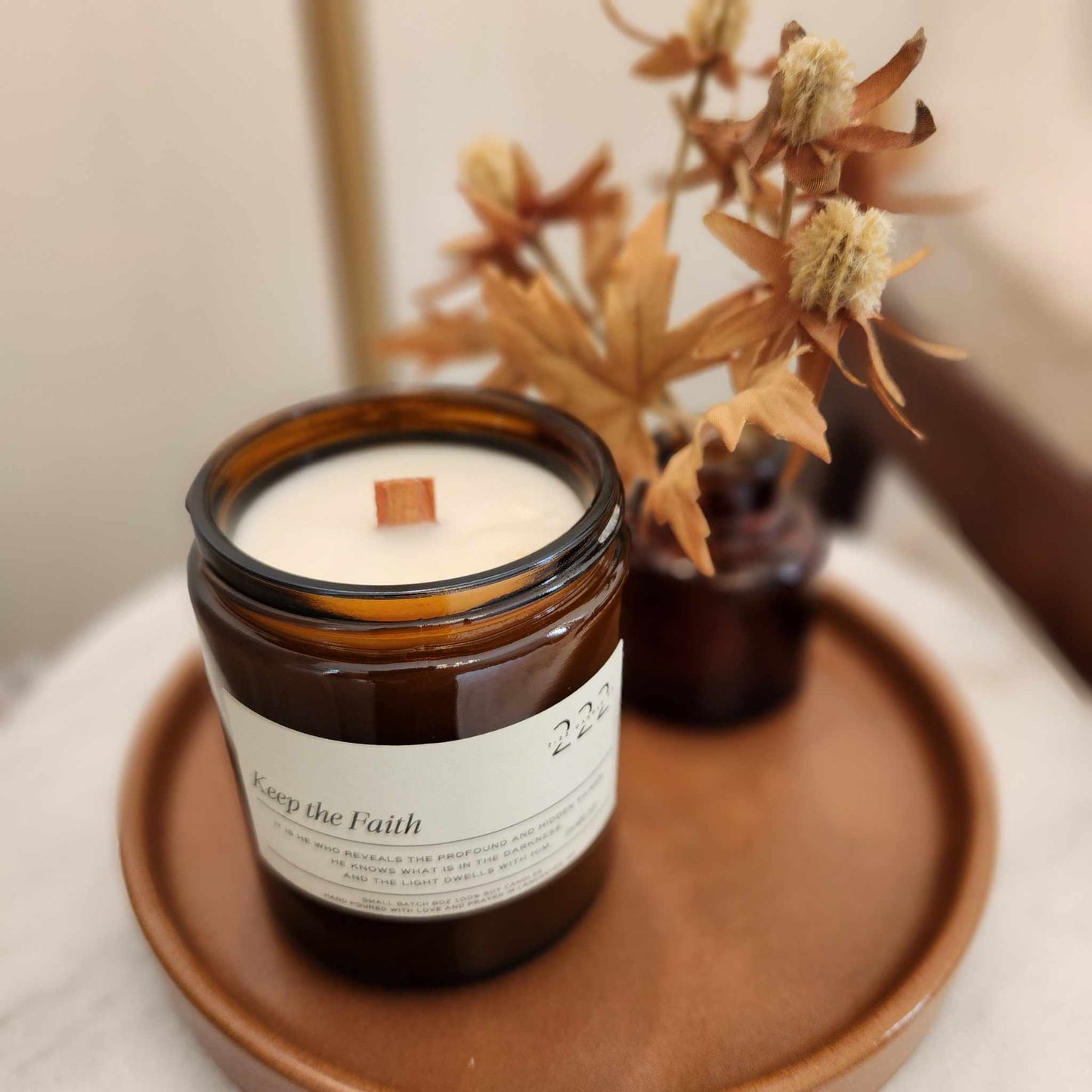 Keep the Faith Candle in an Amber Vessel- 8oz