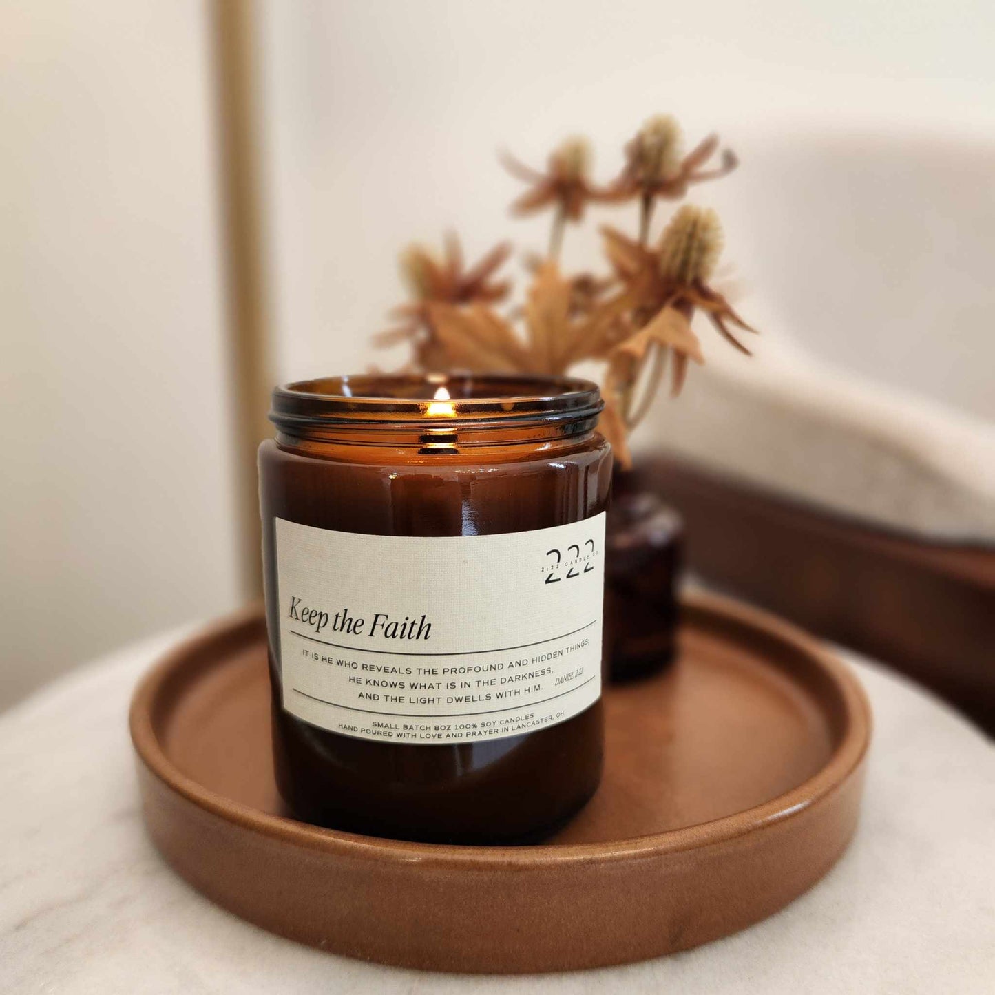 Keep the Faith Candle in an Amber Vessel- 8oz